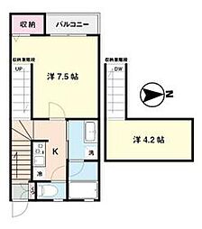 JR中央線 中野駅 徒歩8分の賃貸アパート 2階2Kの間取り