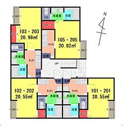 東武野田線 大和田駅 徒歩14分の賃貸アパート 2階1Kの間取り