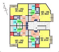 東武伊勢崎線 一ノ割駅 徒歩6分の賃貸アパート 1階1Kの間取り