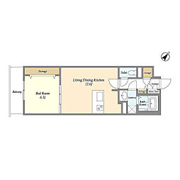 JR総武線 大久保駅 徒歩8分の賃貸マンション 5階1LDKの間取り