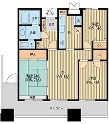 東武伊勢崎線 東向島駅 徒歩11分の賃貸マンション 23階3DKの間取り