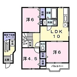 JR身延線 甲斐住吉駅 徒歩28分の賃貸アパート 2階3LDKの間取り