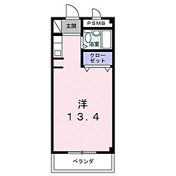 ナティフきぬうらＮｏ．2 2階ワンルームの間取り