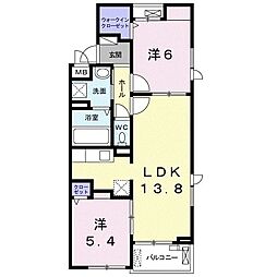 東急世田谷線 上町駅 徒歩5分の賃貸アパート 3階2LDKの間取り