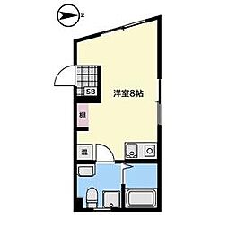 JR南武線 平間駅 徒歩9分の賃貸マンション 1階ワンルームの間取り