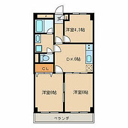 JR南武線 西国立駅 徒歩13分の賃貸マンション 3階3DKの間取り