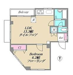 浜ビル 2階1LDKの間取り