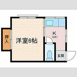 あおい荘I 2階1Kの間取り