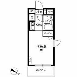 ジョイフル池上第2 4階1Kの間取り