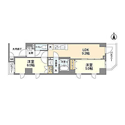 東京メトロ丸ノ内線 中野新橋駅 徒歩3分の賃貸マンション 6階2DKの間取り