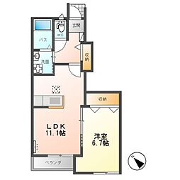 エトワール 1階1LDKの間取り