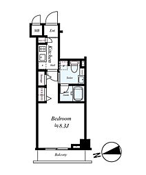 コンシェリア王子飛鳥山 602 号室 6階1Kの間取り