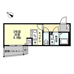 京急本線 堀ノ内駅 徒歩9分の賃貸アパート 3階ワンルームの間取り