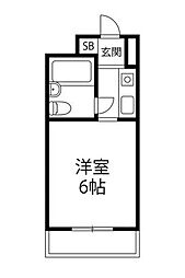 都電荒川線 小台駅 徒歩4分の賃貸マンション 2階ワンルームの間取り