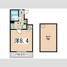 東京メトロ有楽町線 千川駅 徒歩12分の賃貸マンション 1階1Kの間取り