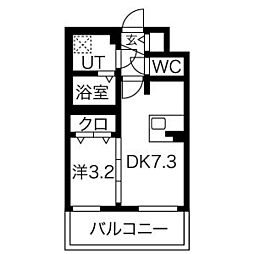 JR東海道新幹線 京都駅 徒歩8分の賃貸マンション 7階1DKの間取り