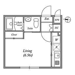 東急池上線 池上駅 徒歩2分の賃貸マンション 4階1Kの間取り