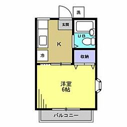 京成本線 実籾駅 徒歩7分の賃貸アパート 1階1Kの間取り