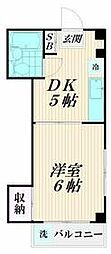 JR京浜東北・根岸線 大森駅 徒歩12分の賃貸マンション 2階1DKの間取り