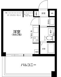 東京メトロ東西線 神楽坂駅 徒歩7分の賃貸マンション 4階ワンルームの間取り