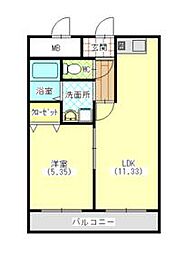サウスコート 1LDKの間取図画像