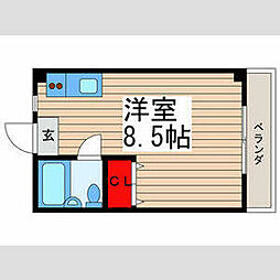東京メトロ東西線 南行徳駅 徒歩15分の賃貸マンション 2階ワンルームの間取り