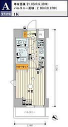 東急東横線 中目黒駅 徒歩13分の賃貸マンション 5階1Kの間取り