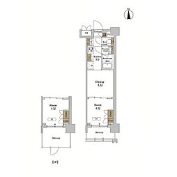ＲＪＲプレシア蒲田 3階1DKの間取り
