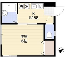 JR山手線 駒込駅 徒歩9分の賃貸アパート 2階1Kの間取り