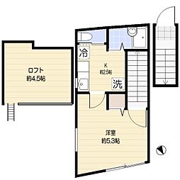 東京メトロ千代田線 北千住駅 徒歩13分の賃貸アパート 2階1Kの間取り