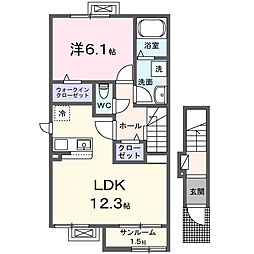 京都丹後鉄道宮豊線 峰山駅 徒歩28分の賃貸アパート 2階1LDKの間取り
