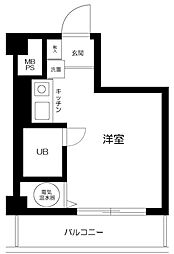 東京メトロ丸ノ内線 中野坂上駅 徒歩7分の賃貸マンション 2階ワンルームの間取り