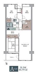 JR総武線 下総中山駅 徒歩8分の賃貸マンション 4階3LDKの間取り