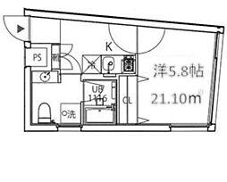 東急東横線 祐天寺駅 徒歩1分の賃貸マンション 3階1Kの間取り