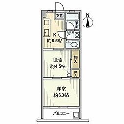 西武新宿線 下落合駅 徒歩2分の賃貸マンション 3階2Kの間取り