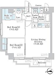 ラ・ヴィータ35 2階2LDKの間取り