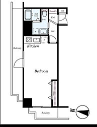 京急本線 神奈川駅 徒歩9分の賃貸マンション 11階ワンルームの間取り