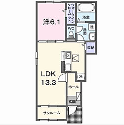 ジュネス　ＨＡＹＡＫＡＷＡ　III 1階1LDKの間取り