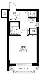 都営三田線 板橋区役所前駅 徒歩6分の賃貸マンション 2階1Kの間取り