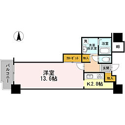 東京臨海高速鉄道りんかい線 品川シーサイド駅 徒歩1分の賃貸マンション 5階1Kの間取り