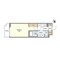 都営浅草線 馬込駅 徒歩6分の賃貸マンション 1階1Kの間取り