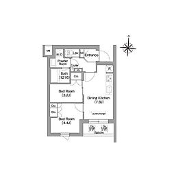 京急本線 青物横丁駅 徒歩5分の賃貸マンション 5階2DKの間取り