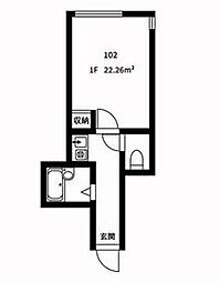JR総武線 東中野駅 徒歩6分の賃貸アパート 1階1Kの間取り