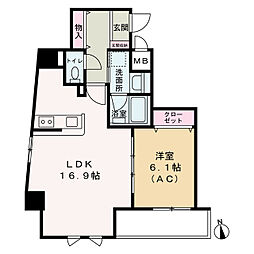 JR山手線 日暮里駅 徒歩8分の賃貸マンション 7階1LDKの間取り