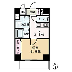 JR山手線 日暮里駅 徒歩8分の賃貸マンション 7階1Kの間取り