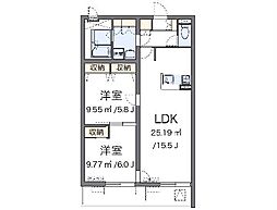西武新宿線 野方駅 徒歩4分の賃貸マンション 1階2LDKの間取り