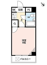 西武池袋線 清瀬駅 徒歩6分の賃貸マンション 2階1Kの間取り