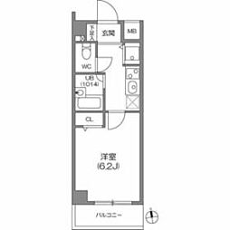 京王線 八幡山駅 徒歩10分の賃貸マンション 2階1Kの間取り