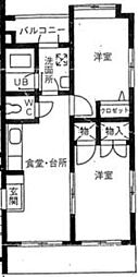 東急池上線 洗足池駅 徒歩5分の賃貸マンション 1階2DKの間取り
