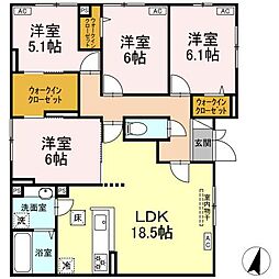 JR南武線 武蔵新城駅 徒歩20分の賃貸アパート 1階4LDKの間取り
